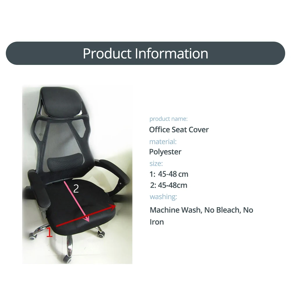 Solid Color Seat Cover for Computer Chair Slipcover Stretch Office Chair Cover Spandex Seat Protector Elastic Chair Seat Case