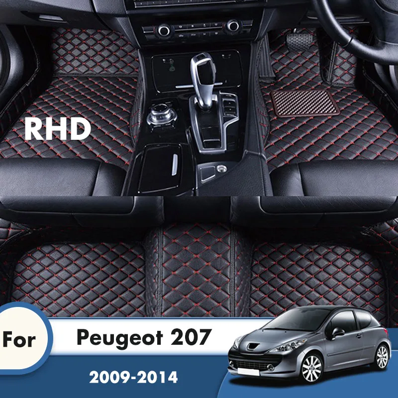 

RHD Carpets For Peugeot 207 2014 2013 2012 2011 2010 2009 Car Floor Mats Artificial Leather Waterproof Auto Accessories Interior