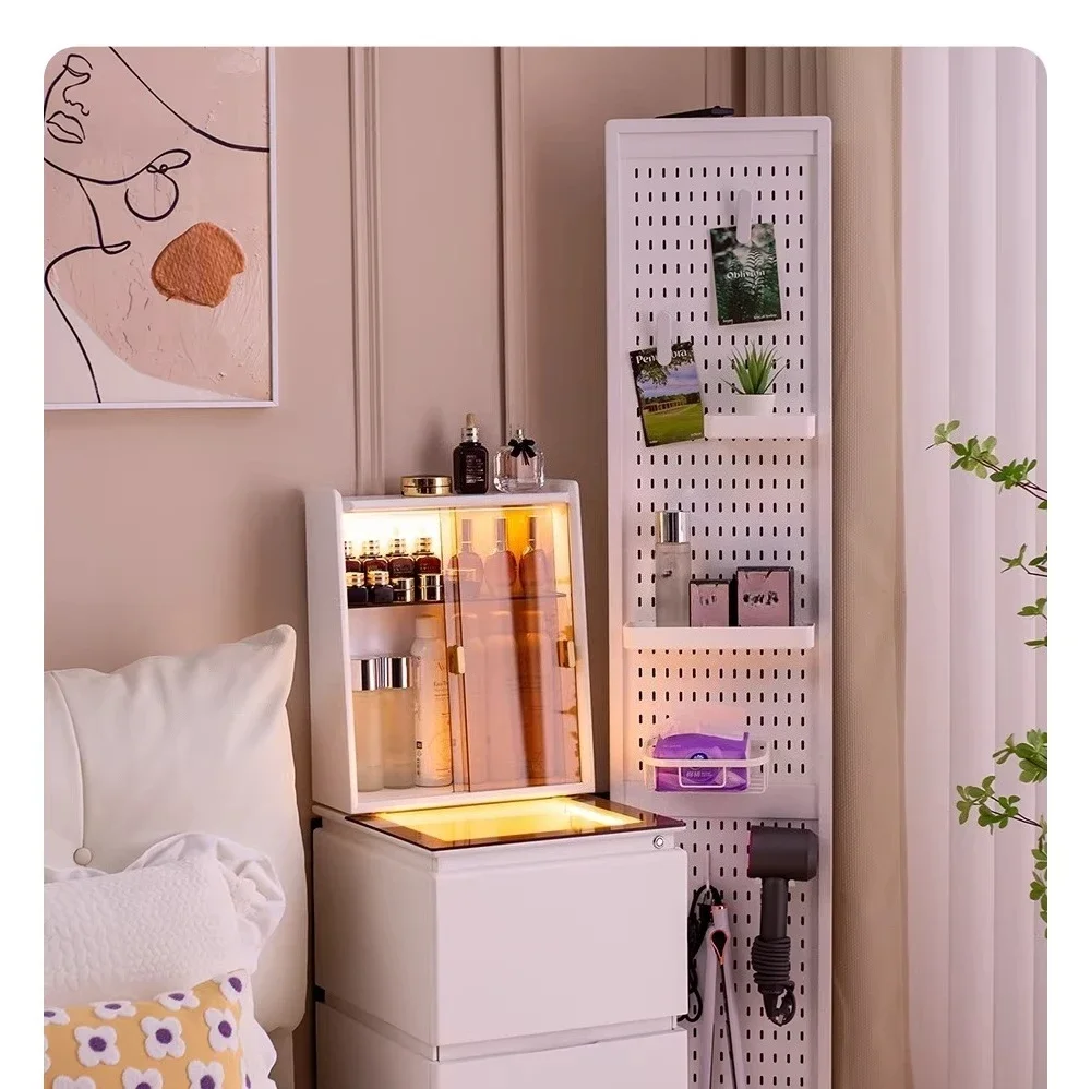 2025 new dresser rotating full-length mirror integrated bedroom solid wood chest makeup table with hole board full-length mirror