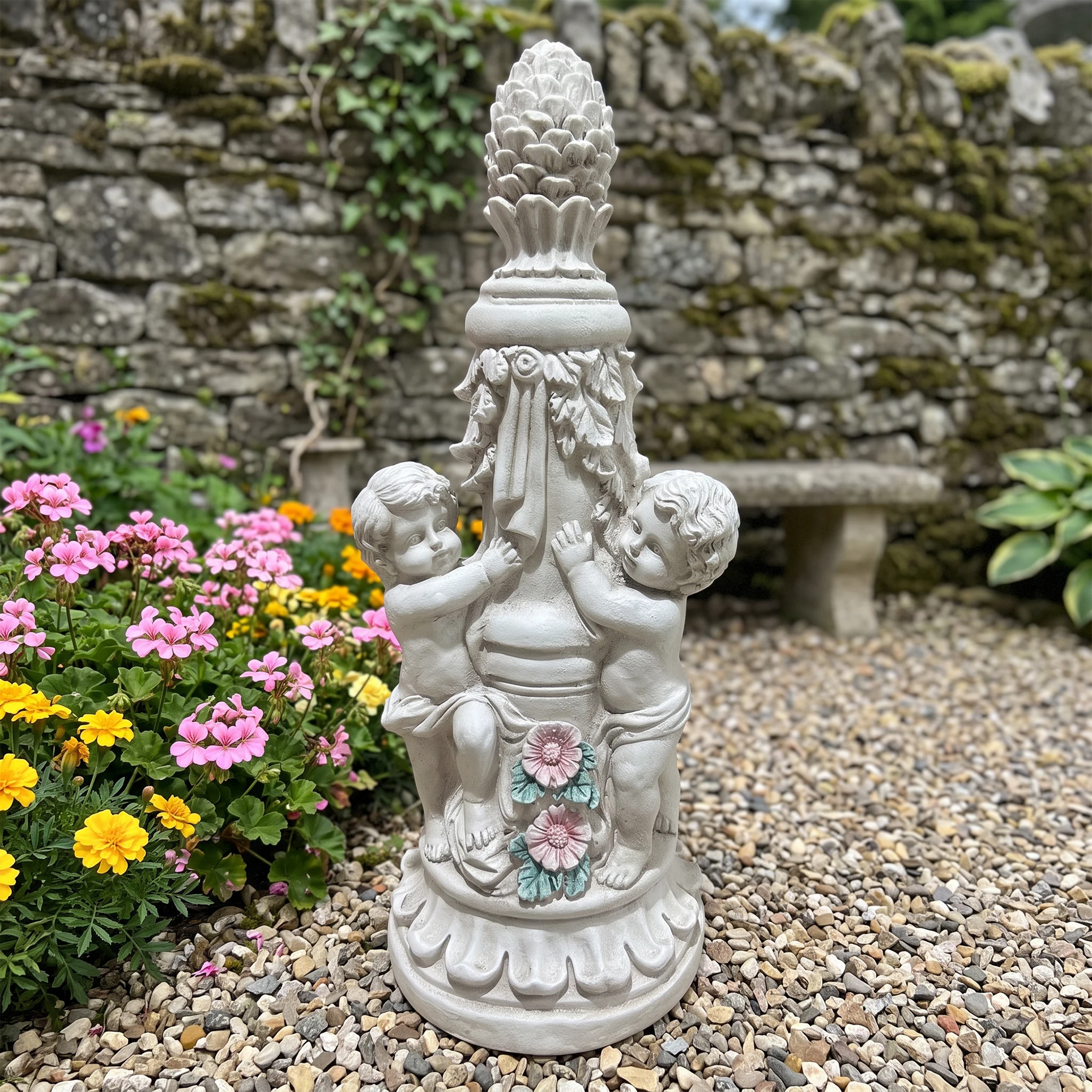 Pair of Climbing Children Garden Statues, Weatherproof Magnesium Oxide Lawn Ornaments, Vintage Rustic Decor for Patio Yard
