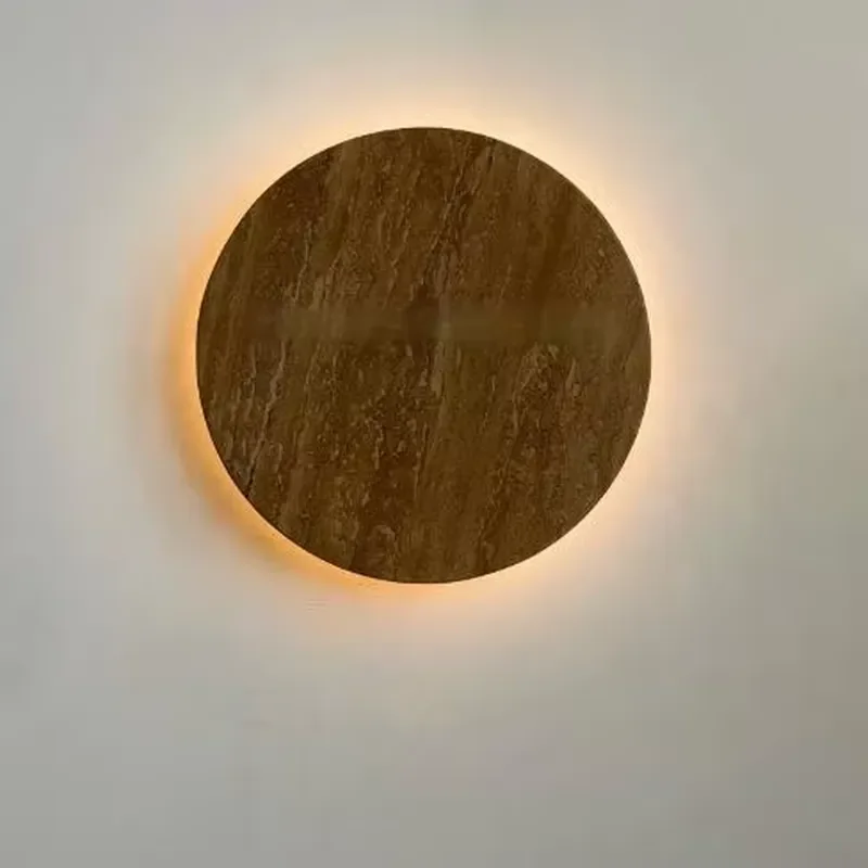 Light High-end Natural Marble Travertine Nordic Style Customizable Wall Lamp for Bedroom Corridor Hallway Home
