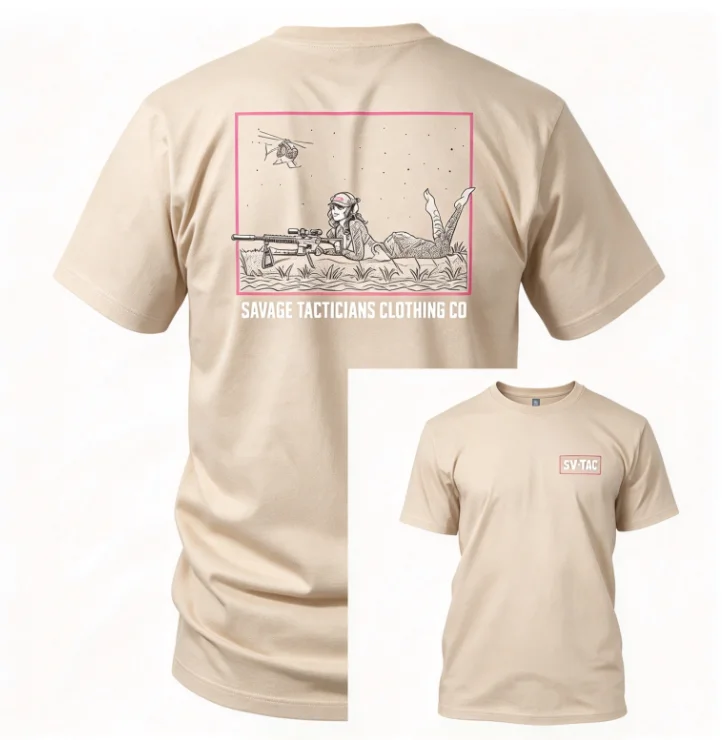 2026 Men's Outdoor Tactical Style Graphic T Shirt Double Sided Print Casual O-neck Short Sleeve Tee Tops