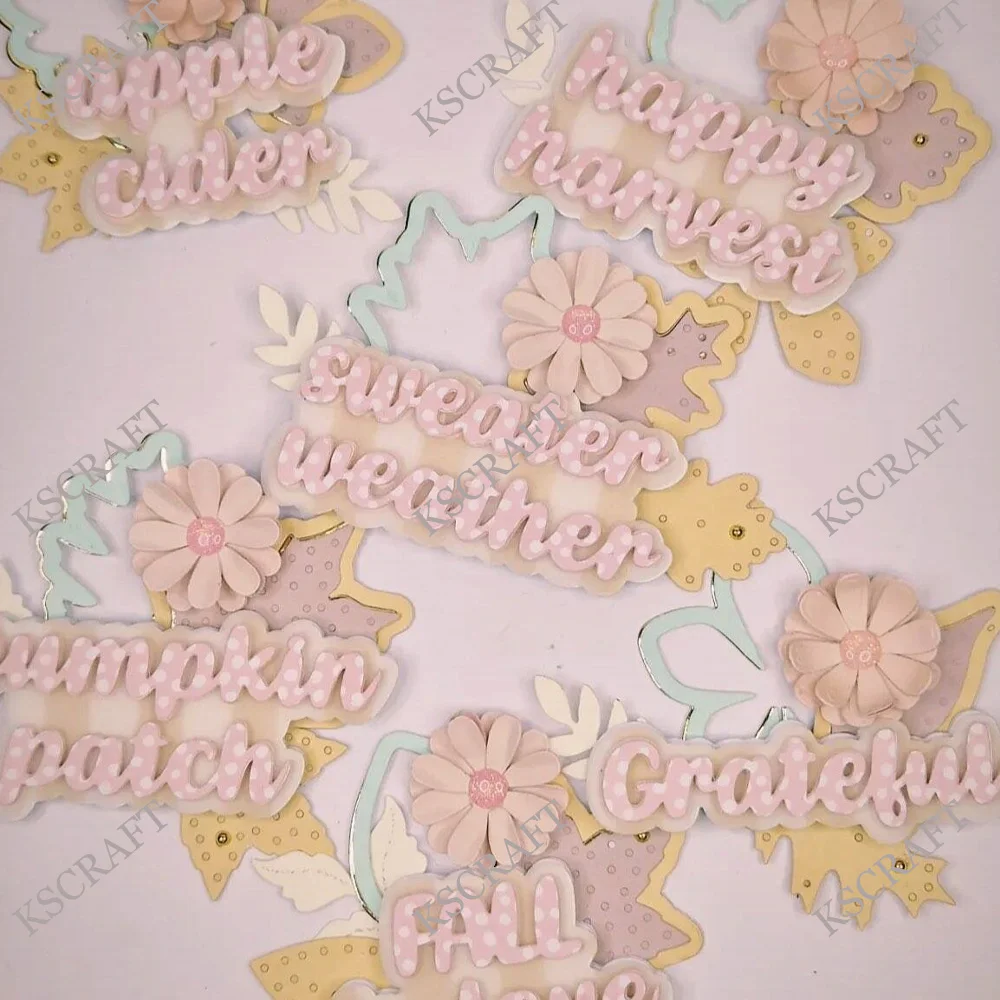 KSCRAFT 2025 Fall Sentiments Cutting Dies Stencils for DIY Scrapbooking Decorative Embossing DIY Paper Cards view 3