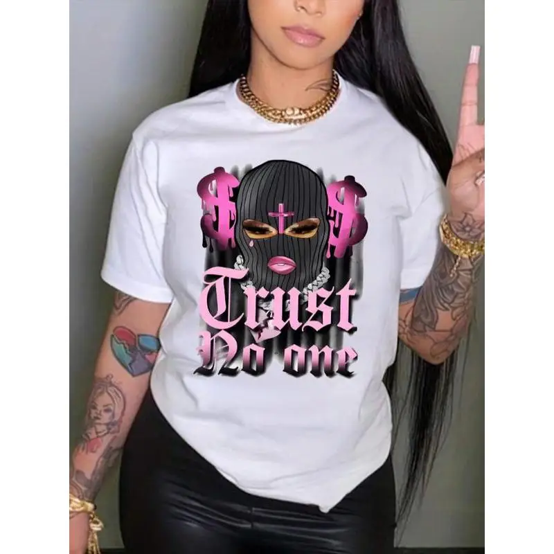 

Trust No One T-Shirt Gothic Punk Graphic Tee Oversized Streetwear Hip Hop Style Unisex Top for Party or Gift S-3XL