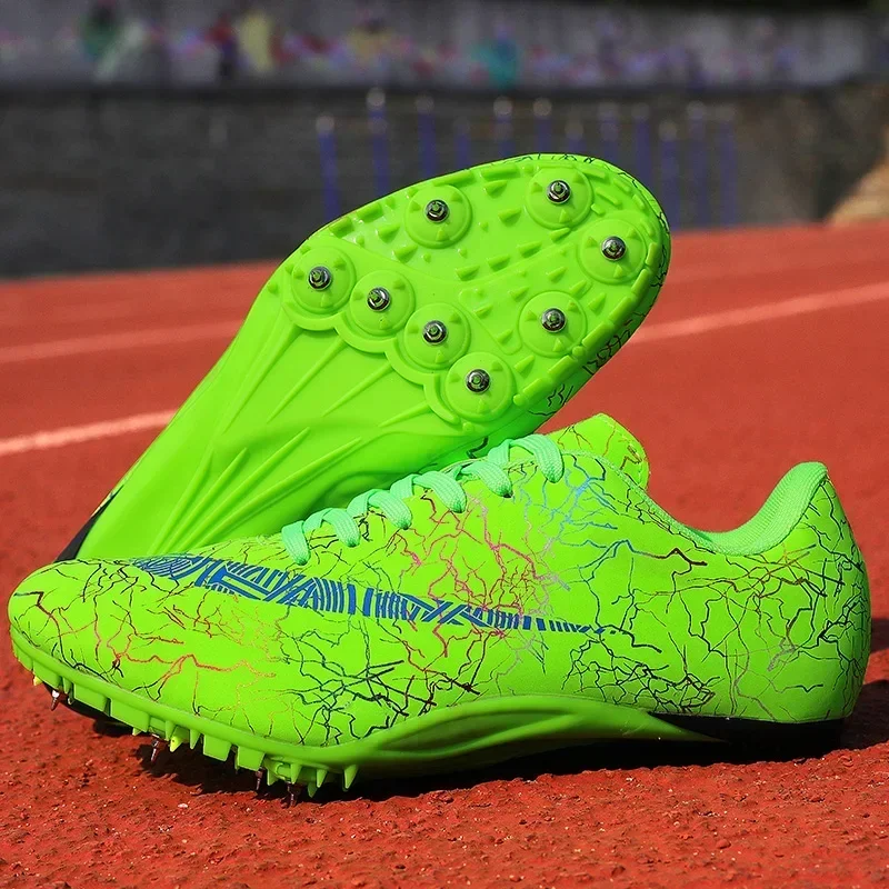 

Men Running Sprint Shoes Track Spike weight Soft Professional Field Non Slip Racing Match Athletic Long Jump Light