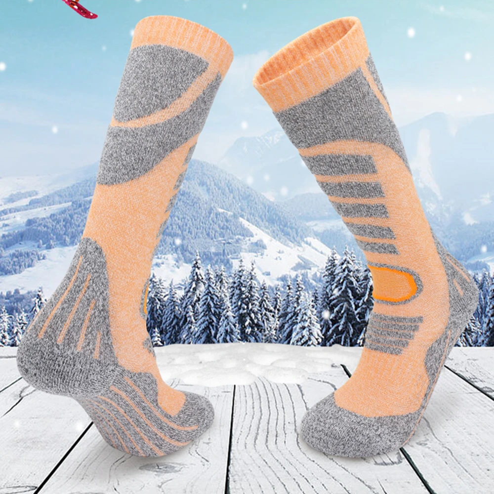 

Мужские и женские молодежные лыжные носки, зимние утолщенные хлопковые согревающие спортивные носки на открытом воздухе, сноуборд, катание на коньках, длинные удобные чулки