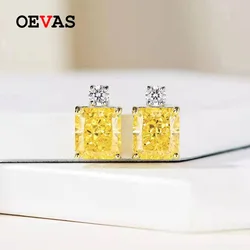 OEVAS 100% 925 Sterling Silver 5 Carat Yellow High Carbon Diamond Perfume Style Stud Earrings For Women Sparkling Fine Jewelry