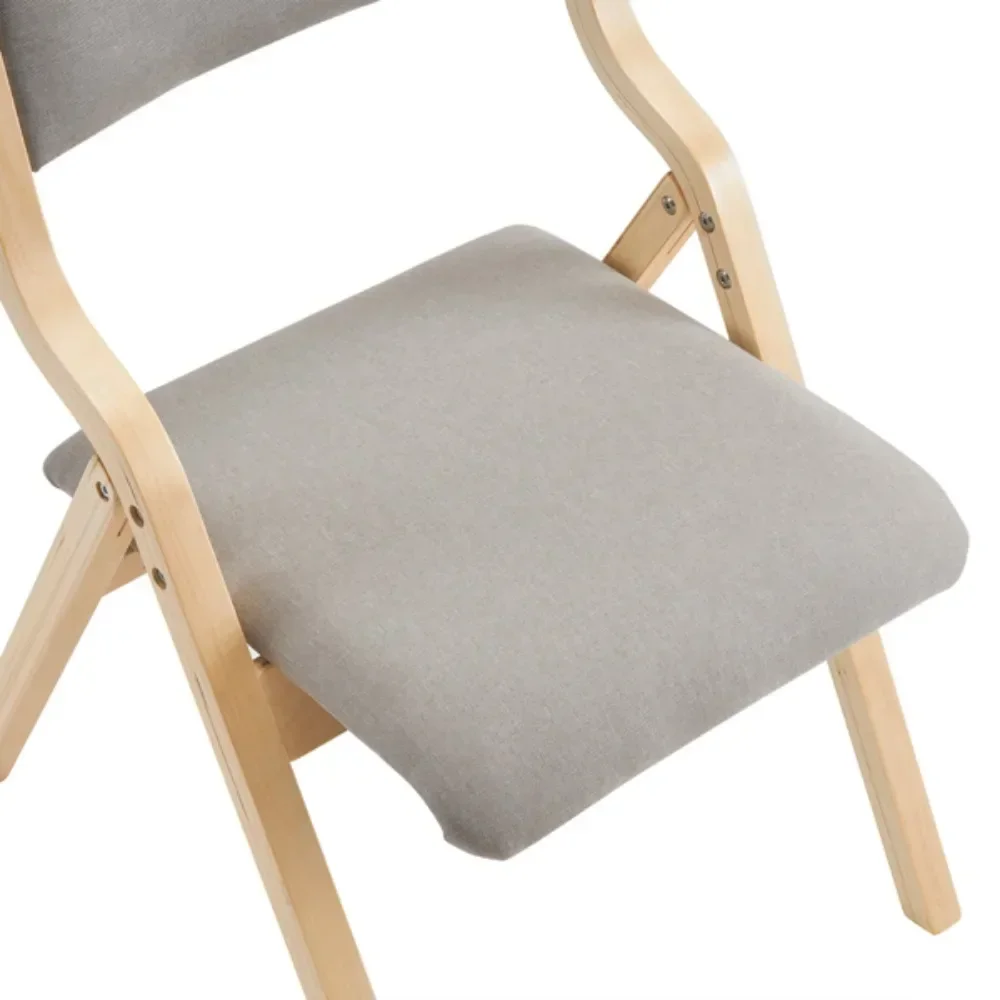 2pcs solid wood folding backrest square beige cushion original wood color exhibition chair 57*48*78cm multi-layer board