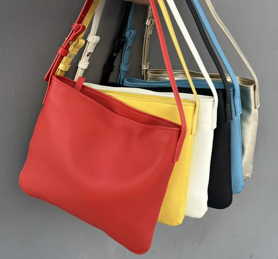 

2025 new fashion hobo shoulder bag vintage bucket bag women luxury shopping slant bag Large capacity lady genuine leather bag