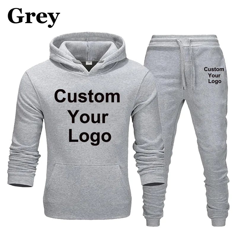 Custom Uw Logo Truien Broek 2 Stks/sets Sweatshirt Joggingbroek Mannelijke Sportscholen Fitness Tops Broek Joggers Sportkleding Trainingspakken