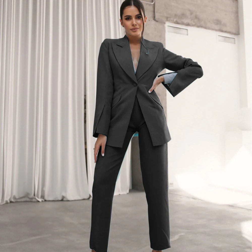 1 Button Women\'s Suit 2 Piece Set (jacket+vest) Pants Sets Luxury Elegant Blazers Chic Woman Clothing 2023 Blazer Suits