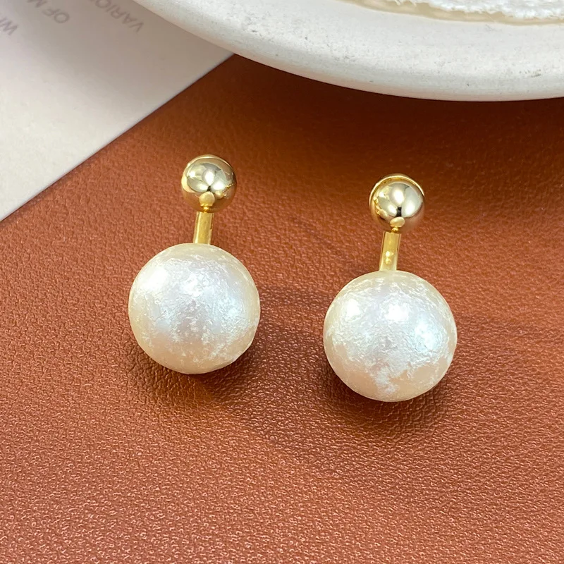 Fashion gentle and versatile wear cotton bead earrings before and after temperament light luxury elegant earrings