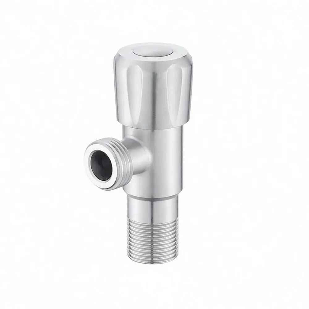Modern Stainless Steel Angle Valve Solid Copper Core Thickened Leak Proof Water Shutoff Tap For Home Kitchen Bathroom Sink