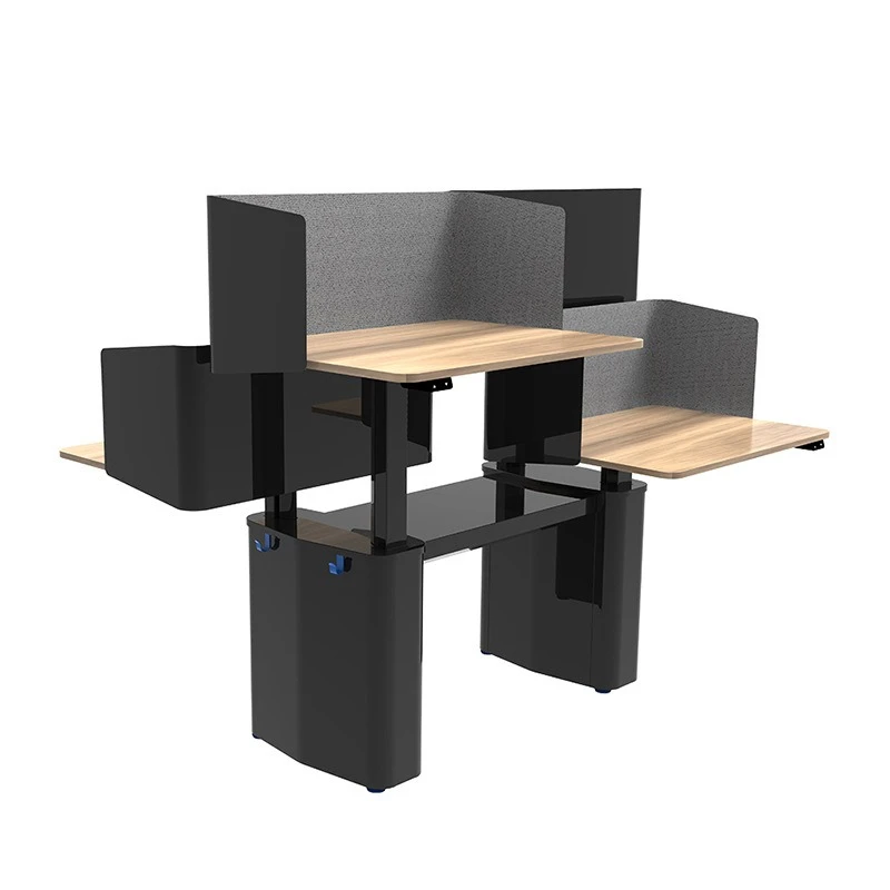 スマートメモリ高さ調整式オフィスリフトデスク、4人用高さ調整式オフィスワークステーション