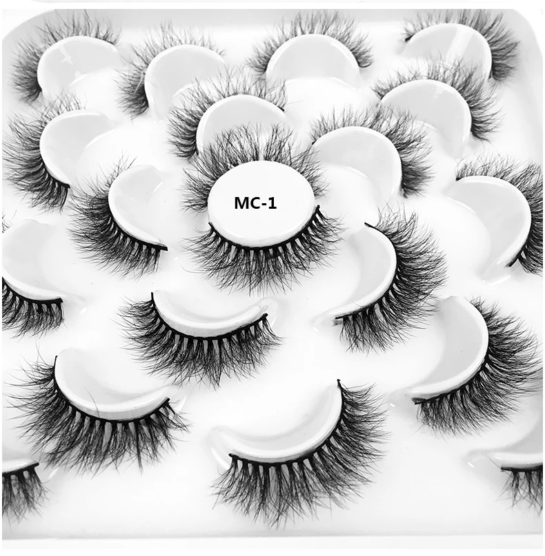 10 paia 10-20mm 8D Faux Mink Lashes Fluffy Soft Wispy Volume Natural long ciglia finte ciglia riutilizzabili Eyelashs Makeup