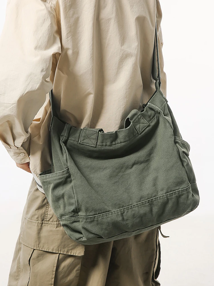 

Мужская парусиновая сумка через плечо Waed, большая сумка на одно плечо, повседневная универсальная сумка, дорожная сумка-мессенджер