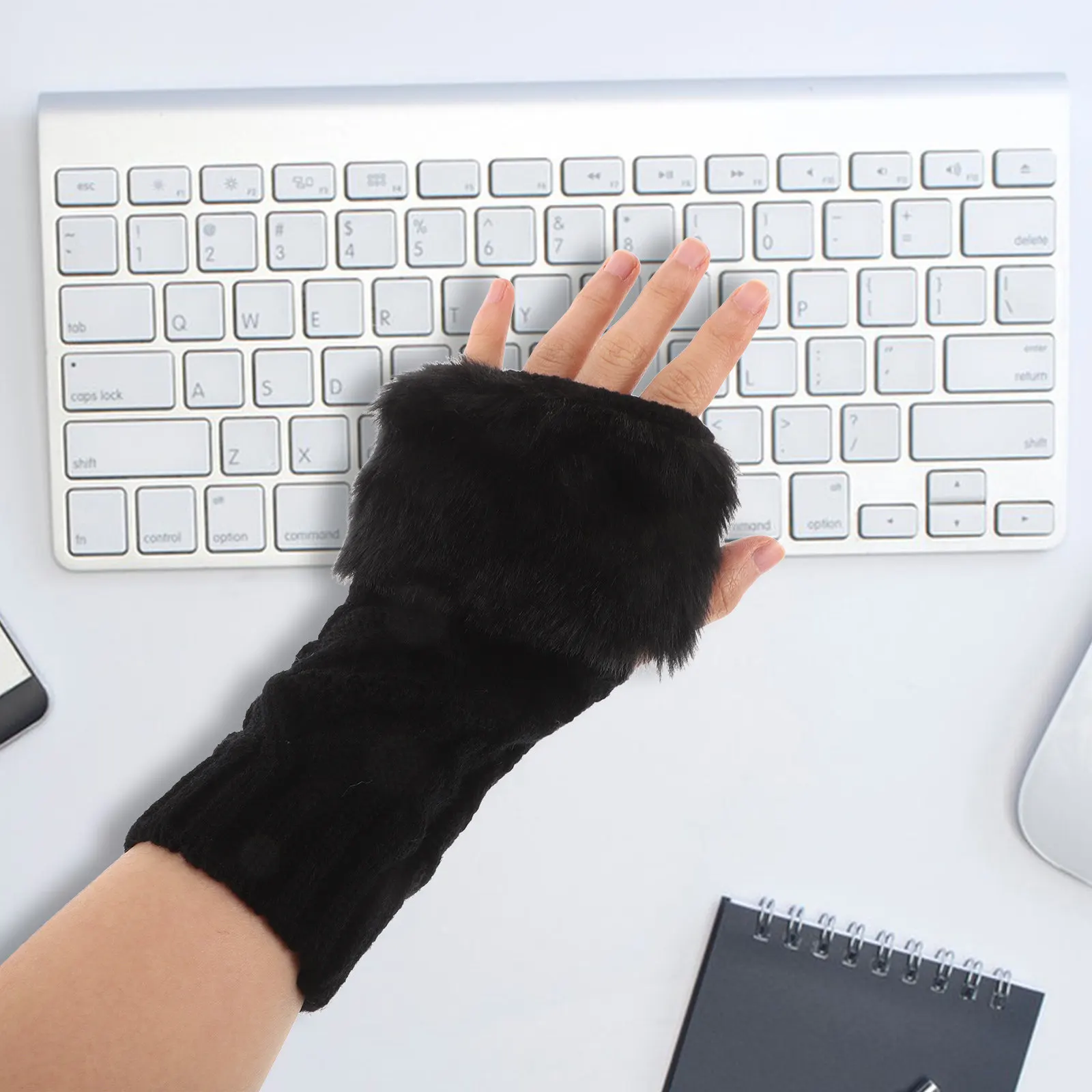 

Пара женских вязаных митенок-нарукавников для зимы, съемные, теплые, короткие, мягкие, для рук, как вязаные накладки на рукава, для свитера или пальто