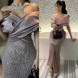 Customized Stunning Off-Shoulder Evening Gown with Embellished Skirt Perfect for Weddings Gala Night Formal Dinner Upscale Party