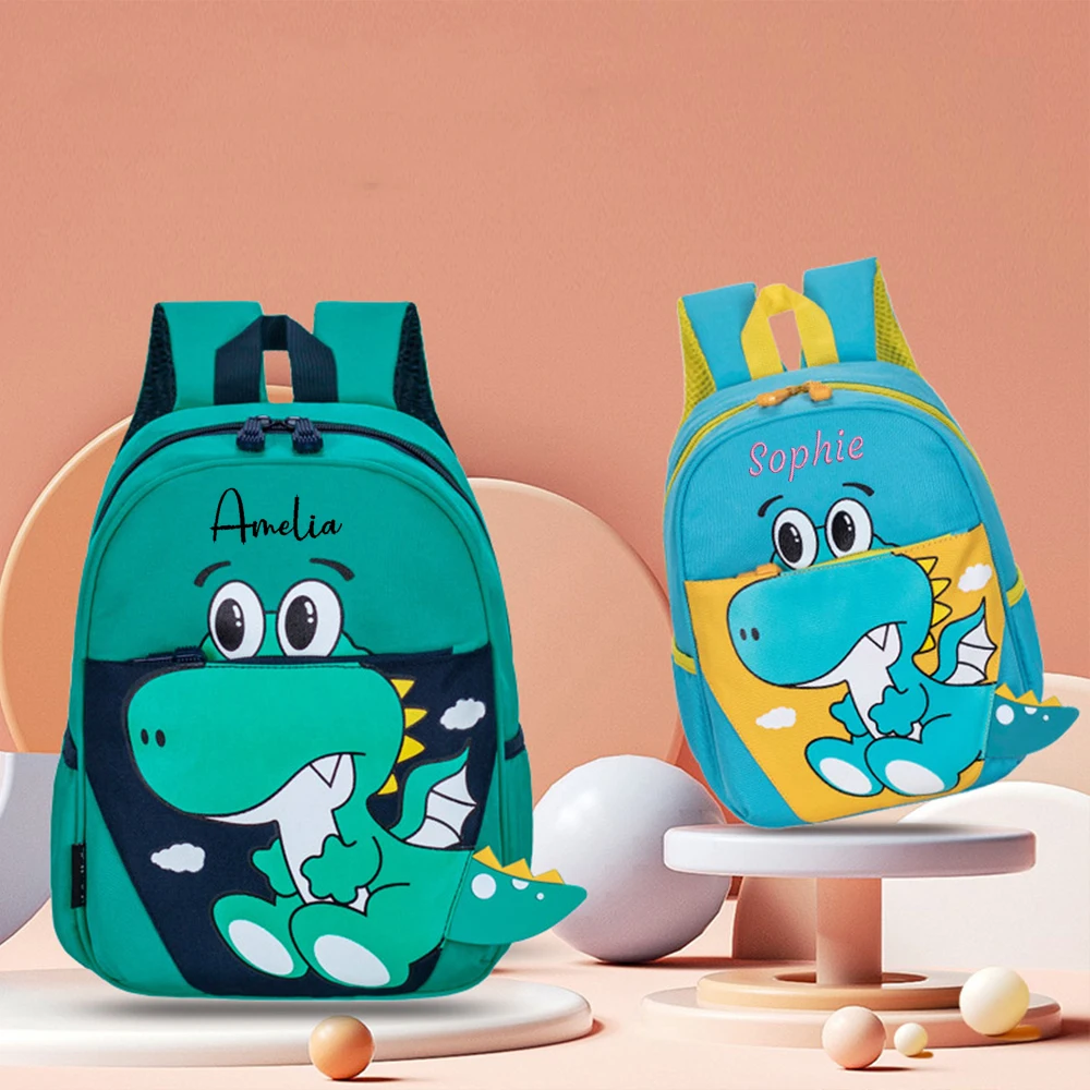 Gestickter Name Kinder rucksack niedlicher und leichter Rucksack für Kleinkinder Dinosaurier rucksack für Schuljungen und-mädchen