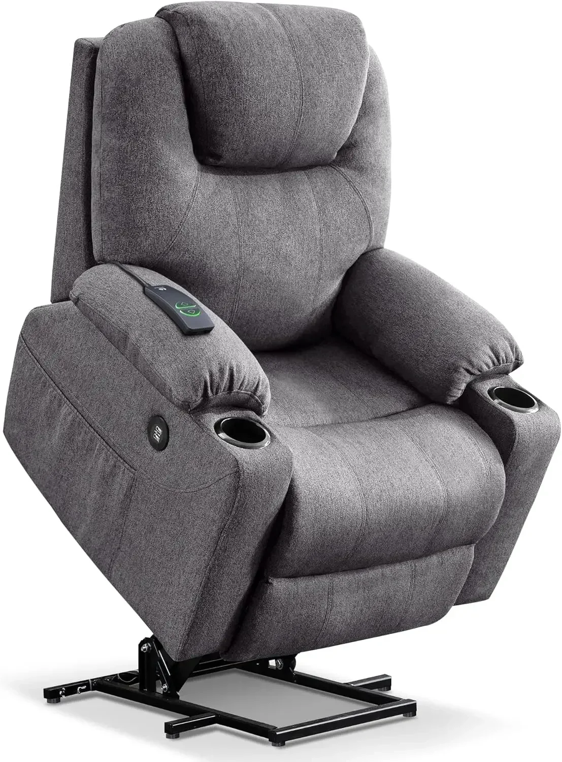 Power Lift Recliner Chair Sofa with Massage and Heat for Elderly, 3 Positions, Cup Holders, and USB Ports, 2 Side Pockets,Gray