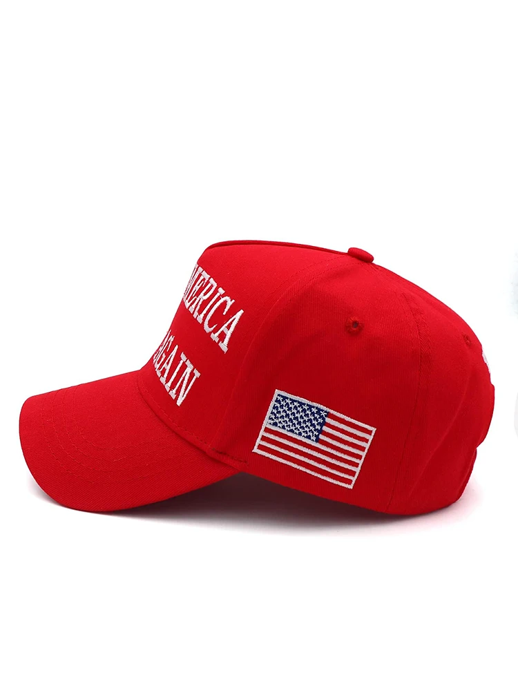 Casquette Rouge et Blanche 2024 MAGA Donald Trump, 45-47 MAKE AMERICA GREAT AGAIN, Slogan, Réglable, Brodée, Drapeau Américain USA, Casquette de Baseball