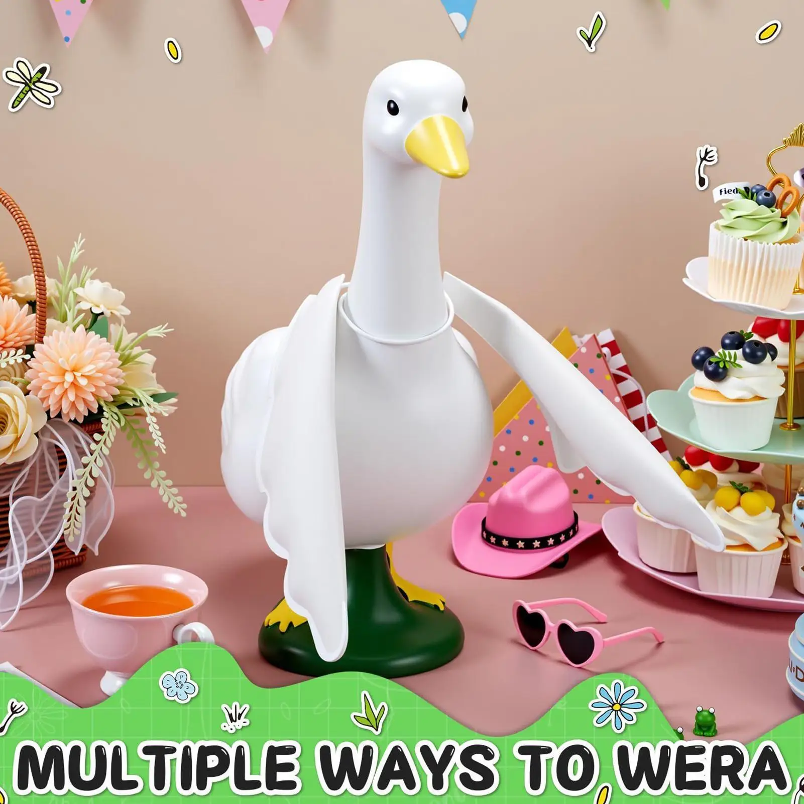 

Porch Geese Outfits Outdoor Porch Geese Accessories White Wings Seasonal Outdoor Decorations For Easter Christmas Valentine