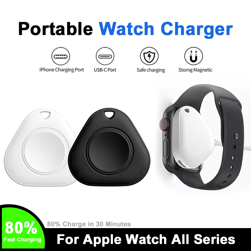 Portable For Apple Watch Type C L Two interface Magnetic Watch Wireless Fast Charger For iWatch S9 8 7 6 5 4 3 2 SE Ultra Series