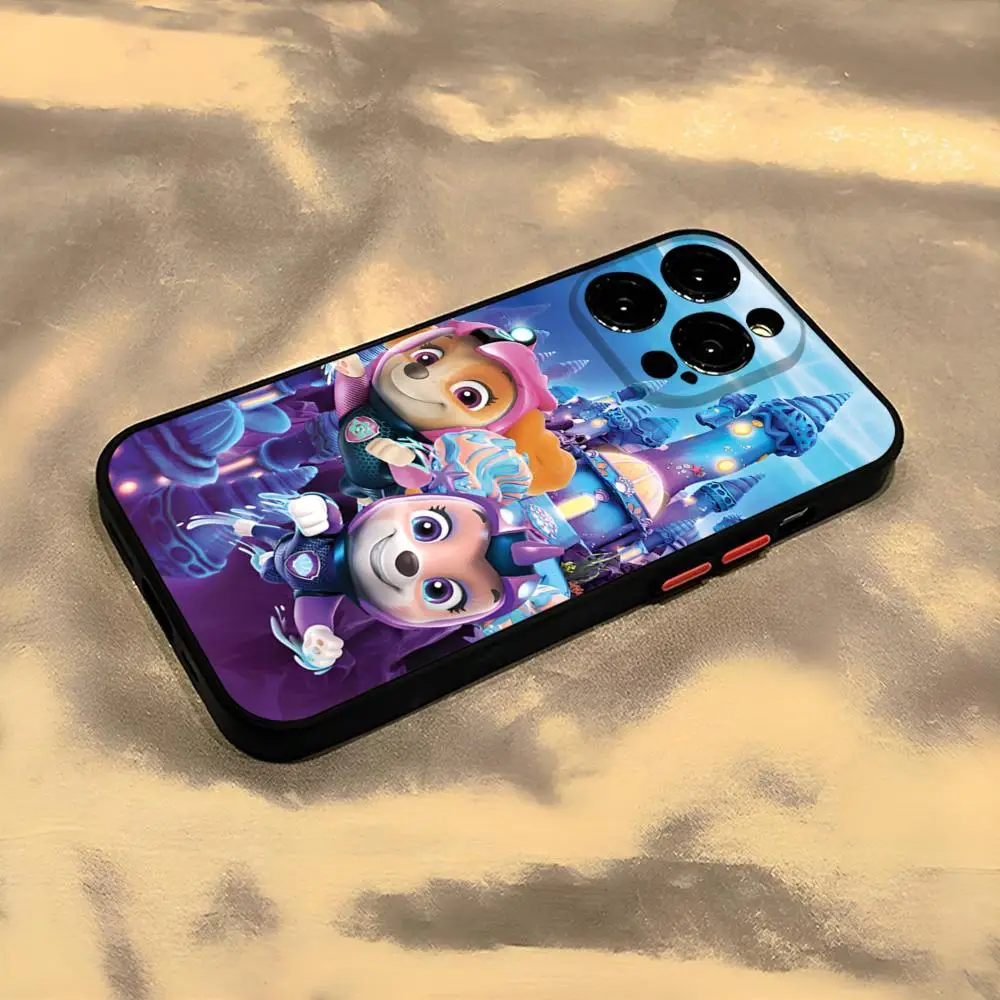 Paws P-Patrols Cartoon Dog Phone Case for iPhone 13 14 15ProMax 11 12 Pro Max Mini 8 7 Plus SE2020 XS Max X XR Matte Black Cover