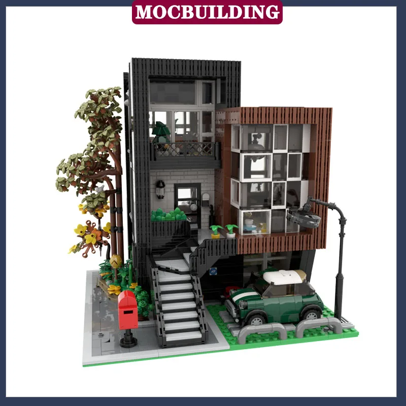 Moc City Building Villa Model Bouwsteen Assemblage DIY Huis Auto Collectie Speelgoed Geschenken