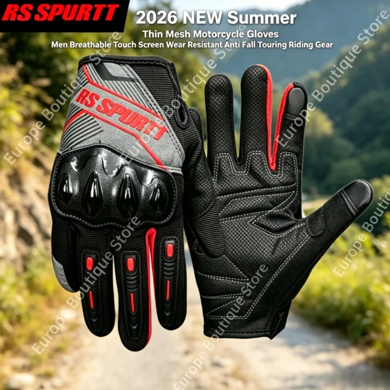 Motorcycle Gear Mesh - 2026 ใหม่ฤดูร้อนถุงมือมอเตอร์ไซค์ตาข่ายบางระบายอากาศได้หน้าจอสัมผัสทนต่อการสึกหรอป้องกันการตกอุปกรณ์ขี่สำหรับการเดินทางแบบทัวร์ริ่ง ยูนิเซ็กส์