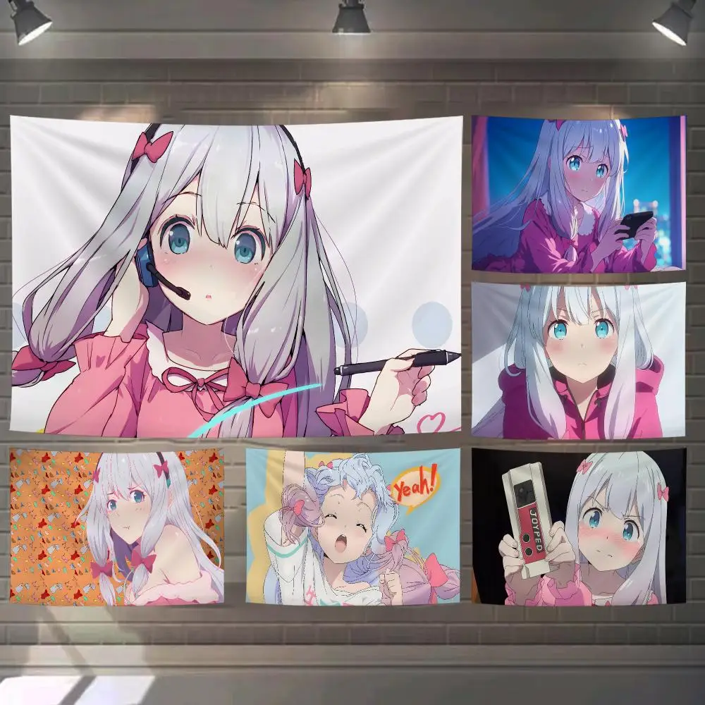 Anime I-Izumi S-Sagiri Tapestry Custom Living Bedroom Party Dormitory Interior Wall Bohemian Decoration Attached Clip