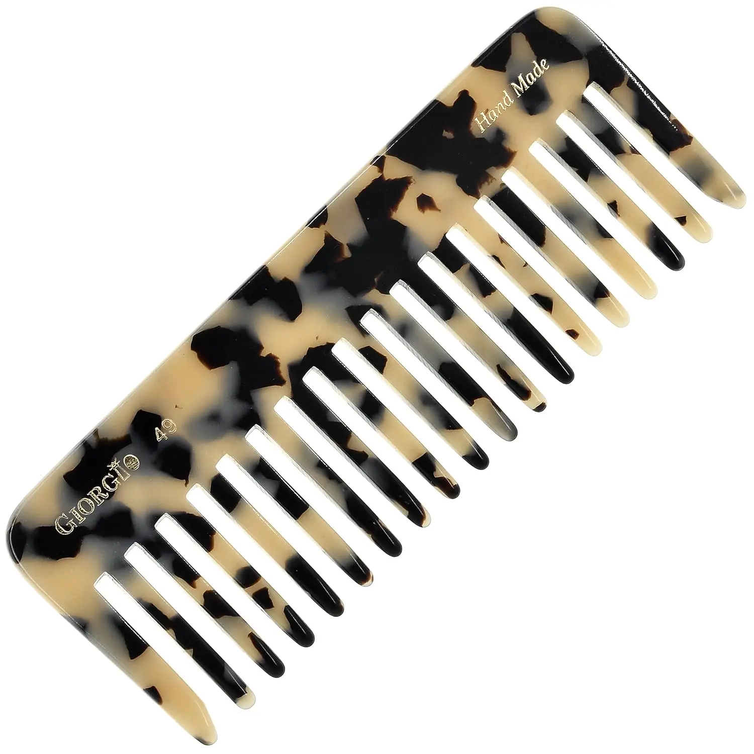 

White Tokyo Wide Tooth Detangler Comb for Thick Curly Wavy Hair, Wet or Dry, Handmade Quality