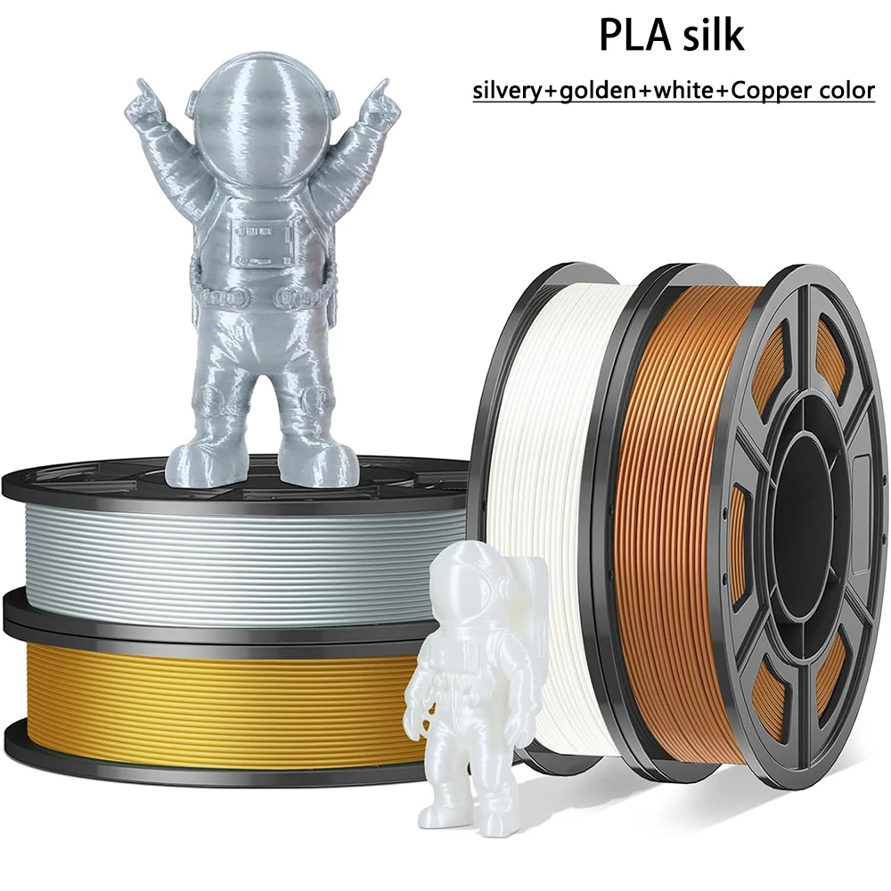 Filamento PLA de 250g, 500g, 1kg, 1.75mm para Impresora 3D, Filamento de Seda Plateado, Dorado, Blanco, Color Cobre, 250gx4 PLA 1.75mm envasado al vacío