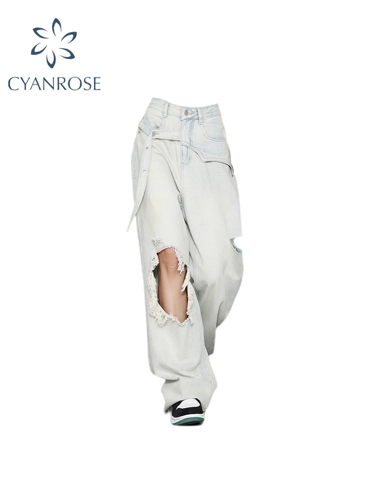 

Женские рваные джинсы в стиле Харадзюку Y2k, джинсовые брюки, уличная одежда, джинсовые брюки в винтажном японском стиле 1920-х годов, модная одежда 2000
