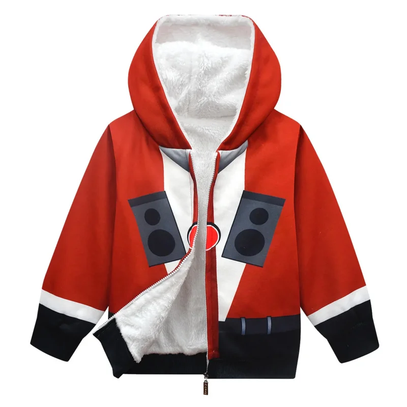 AIAI 2025-abrigos de baño Skibidi para niños, chaquetas gruesas, ropa de abrigo gruesa de felpa cálida para niñas, ropa con capucha de piel S