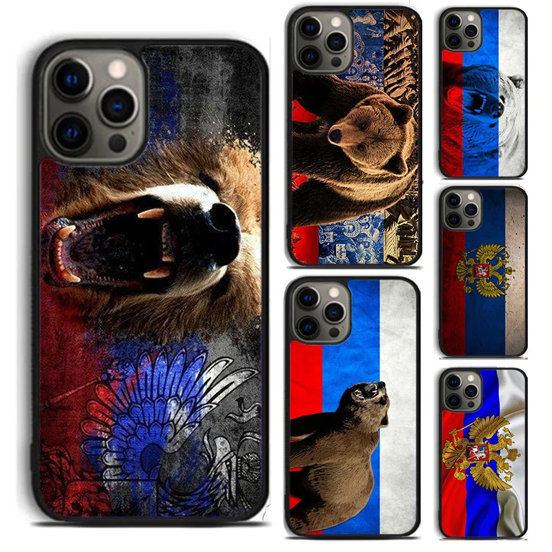 Moscow Russian Flag Bear phone Case Cover For iPhone 16 15 14 Plus XR XS apple 16 11 12 13 mini Pro Max coque