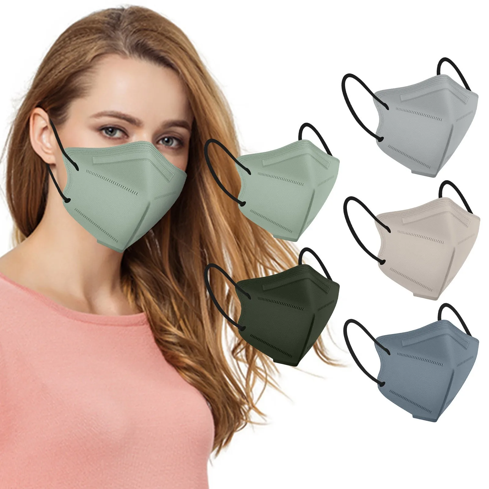 Face Mask 5 Layer Cup Dust-Safety Masks Filter Efficiency≥95% Breathable Elastic Mascarillas Desechables Disposable Mouths Cover