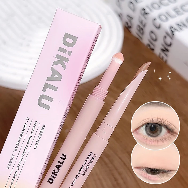 2-in-1 Lying Silkworms Eye Pencil Smudge-Proof Pink Shadow & Shimmer Highlighter Brighten Aegyo Sal Stick Korean Cosmetics