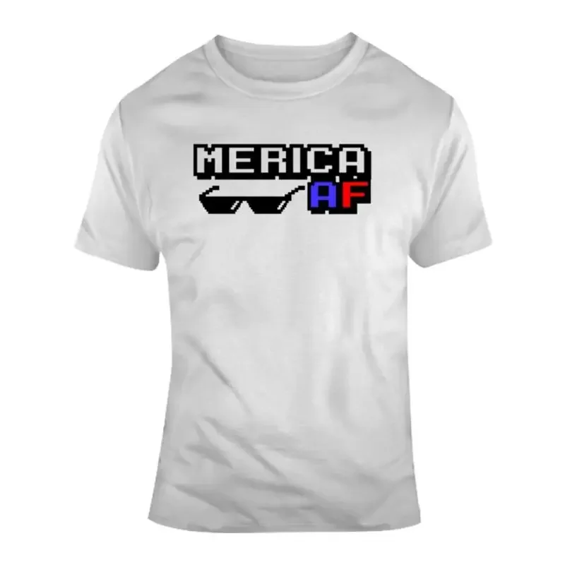 Merica AF 4th of July Funny Independence Day 8 bit v2 T Shirt