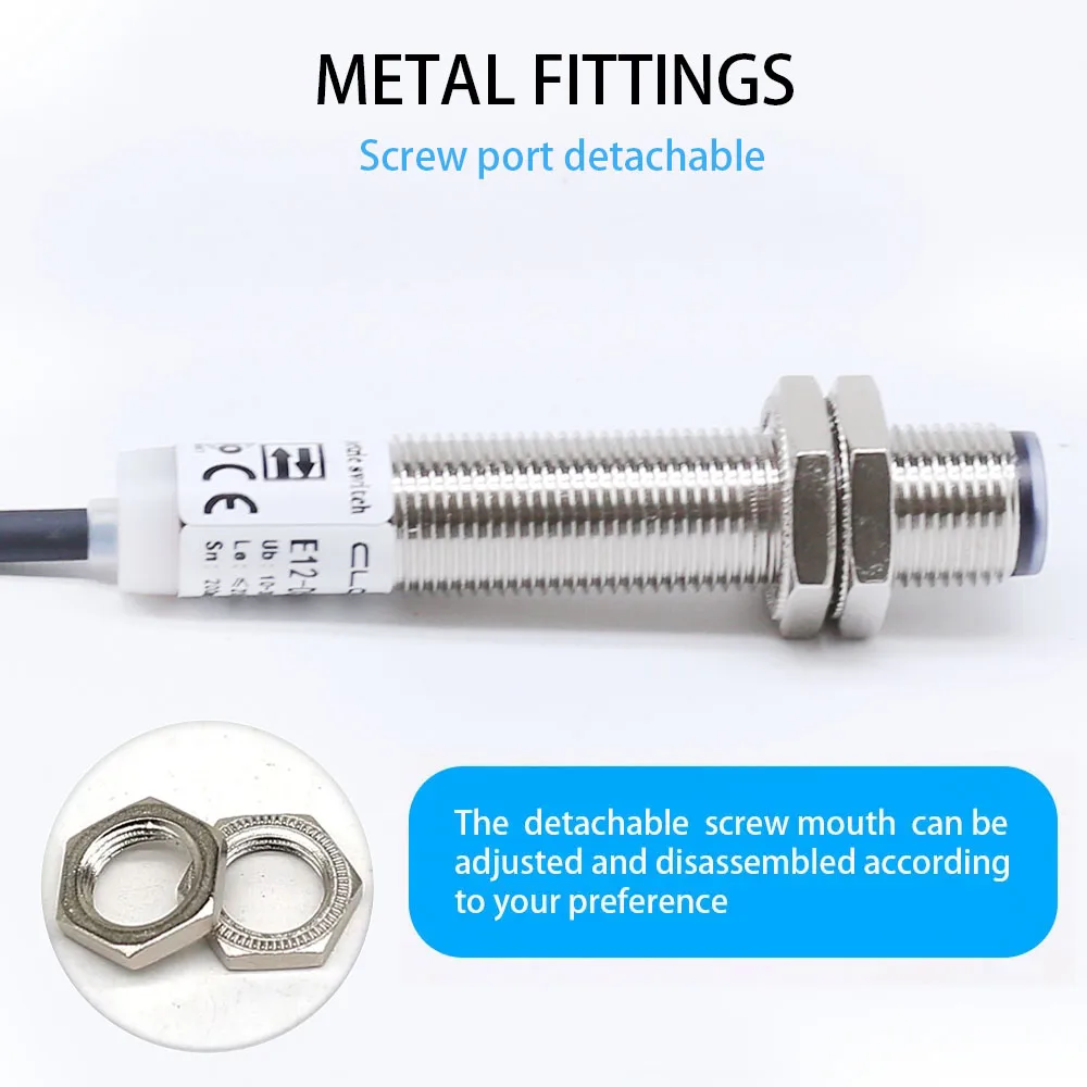 Cloweit M12 Diffused Photo Electric Sensor IP65 20cm Long Distance 24v NPN PNP Optical Infrared Switches