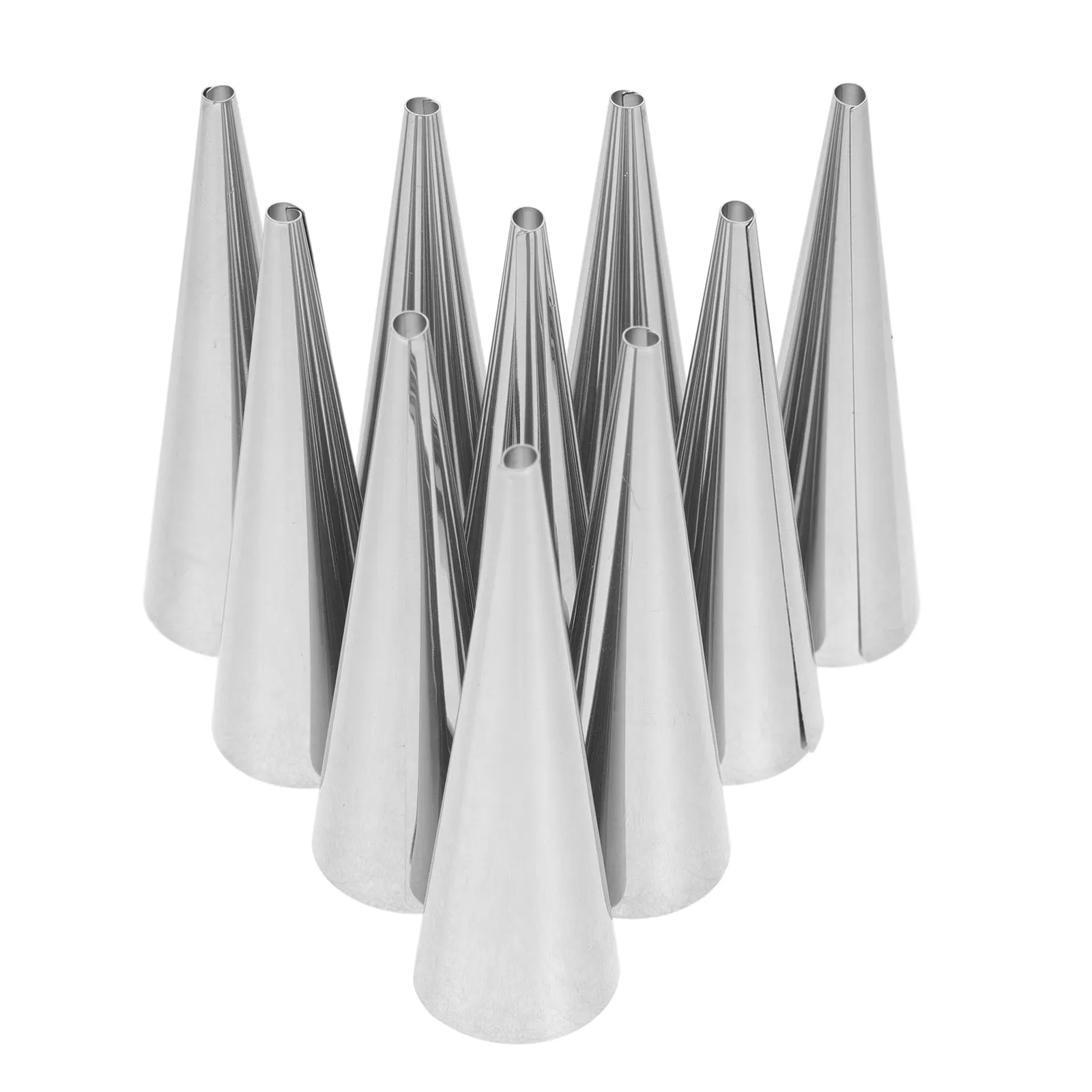10Pcs Stainless Steel Croissant Mold Cone Tubular Shape for Baking Pastry Cream Horn Bread Mold Conical Shaped Croissant Mould