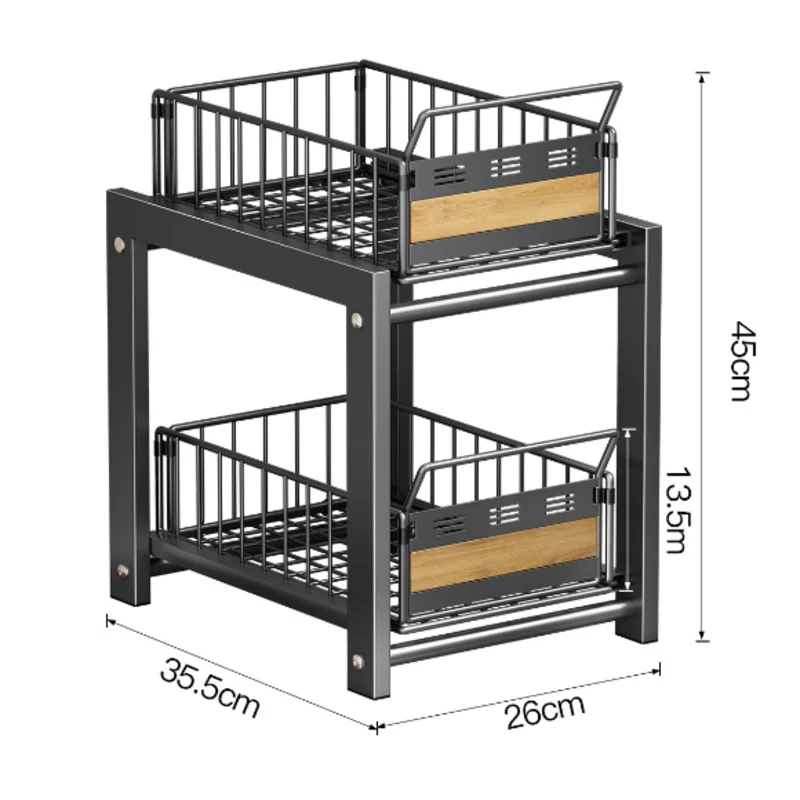 Imagem -06 - Racks de Armazenamento de Metal Multifuncional para Cozinha sob a Pia Organizador Doméstico Pratos de Tempero Pull-out Duplo Grande Capacidade