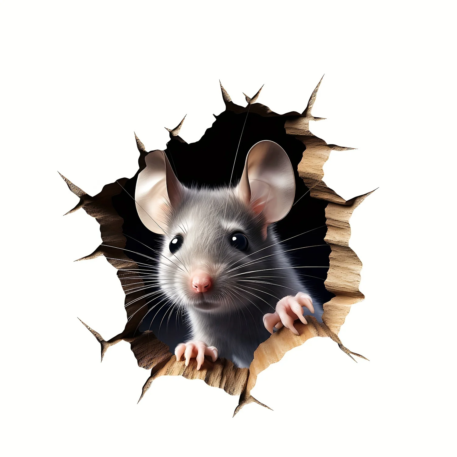 Removable Mouse in Hole Decal Sticker,Mouse Hole in The Wall Sticker with 3D Effect,Wall Decoration,Funny Gift,Potty Training.