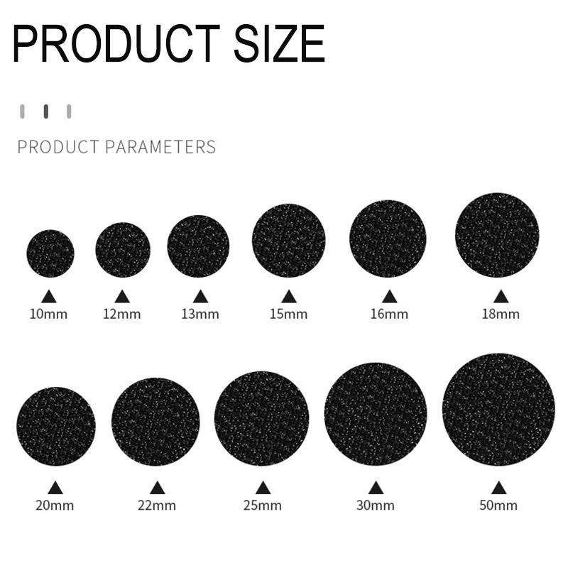 100Pairs Dots Self Adhesive Fastener Tape 10/15/20/25/30mm Adhesive Strong Glue Magic Sticker Round Coins White Black Hook Loop