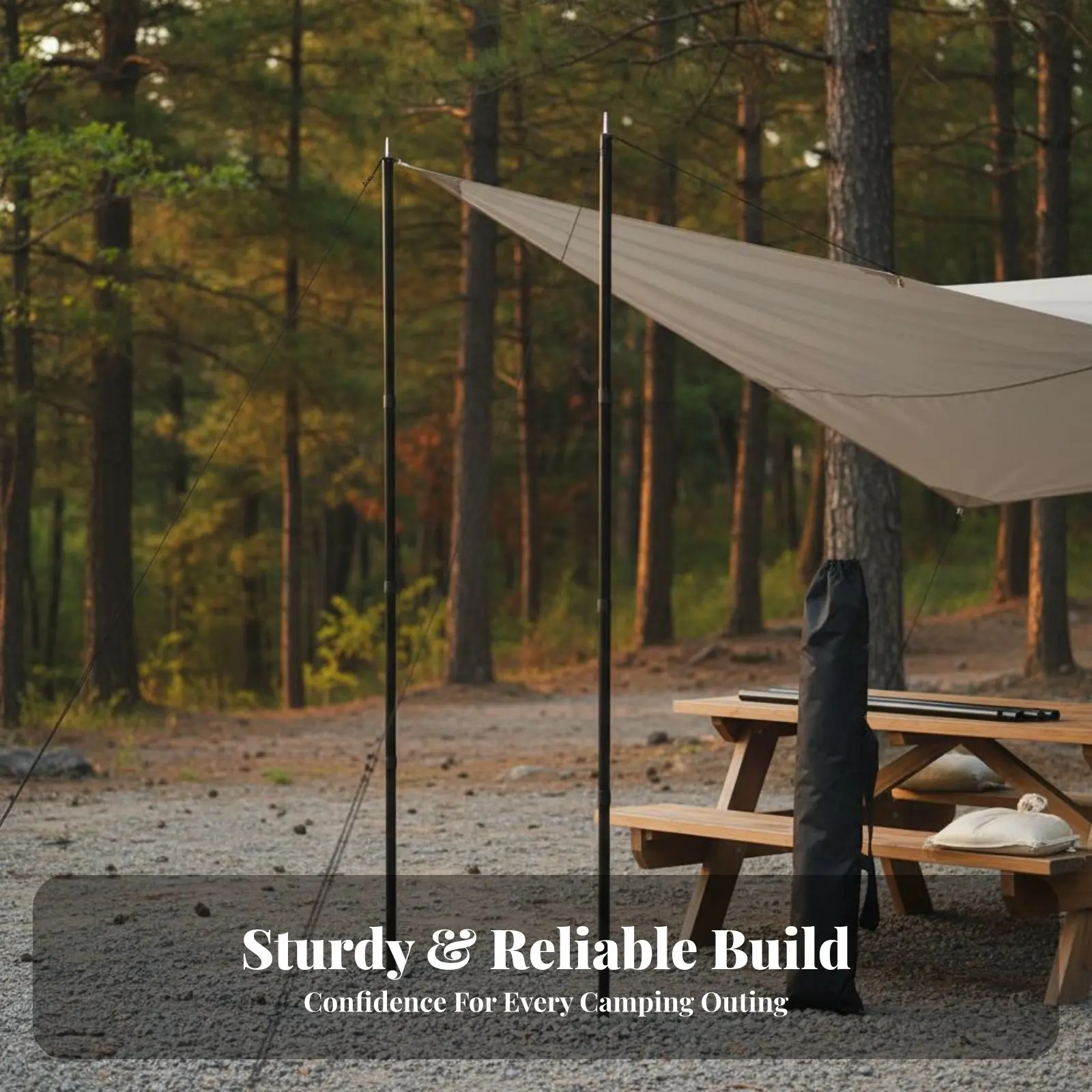 

2 Poles 2.4m Sectional Tarp Pole Easy Assembly Foldable Shelter Pole Camping Equipment Anti-Slip Ends Carrying Bag Included