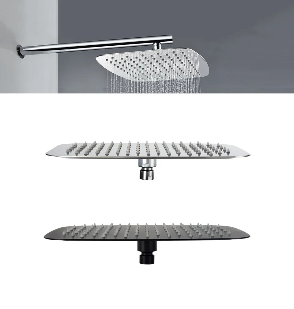 300*200mm Rain Shower Head Brushed Gold Bathroom Bath Accessories, Gunmetal Grey, Chrome, Brushed Rose Gold, Black, Nickel