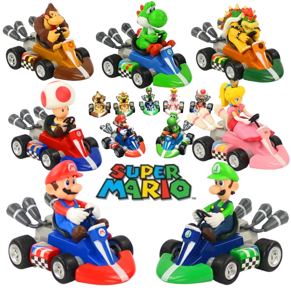 Figura de Mario Kart 2026, Coche de Mario Power, Figura de Acción de Dibujos Animados, Lindo Modelo de PVC, Adornos de Escritorio, Juguetes Decorativos, Regalos de Navidad