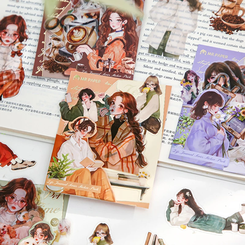 

120 шт./4 пакета, персонажи для девочек-подростков, набор наклеек для домашних животных, серия «Жизнь журнала», материал для справочника, наклейки, сделай сам, альбом для вырезок, книжка с картинками