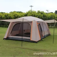 Two Rooms and One Hall Rainstorm Camping Tent 3-6-12 People Camping Picnic Shading Big Tent All Inclusive