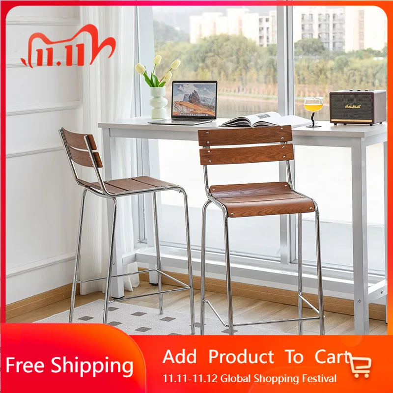 

Backrest Wooden Bar Stools Nordic Island Single Comfortable Lounge Bar Chairs Reception Ergonomic Salon Sillas De Bar Furniture